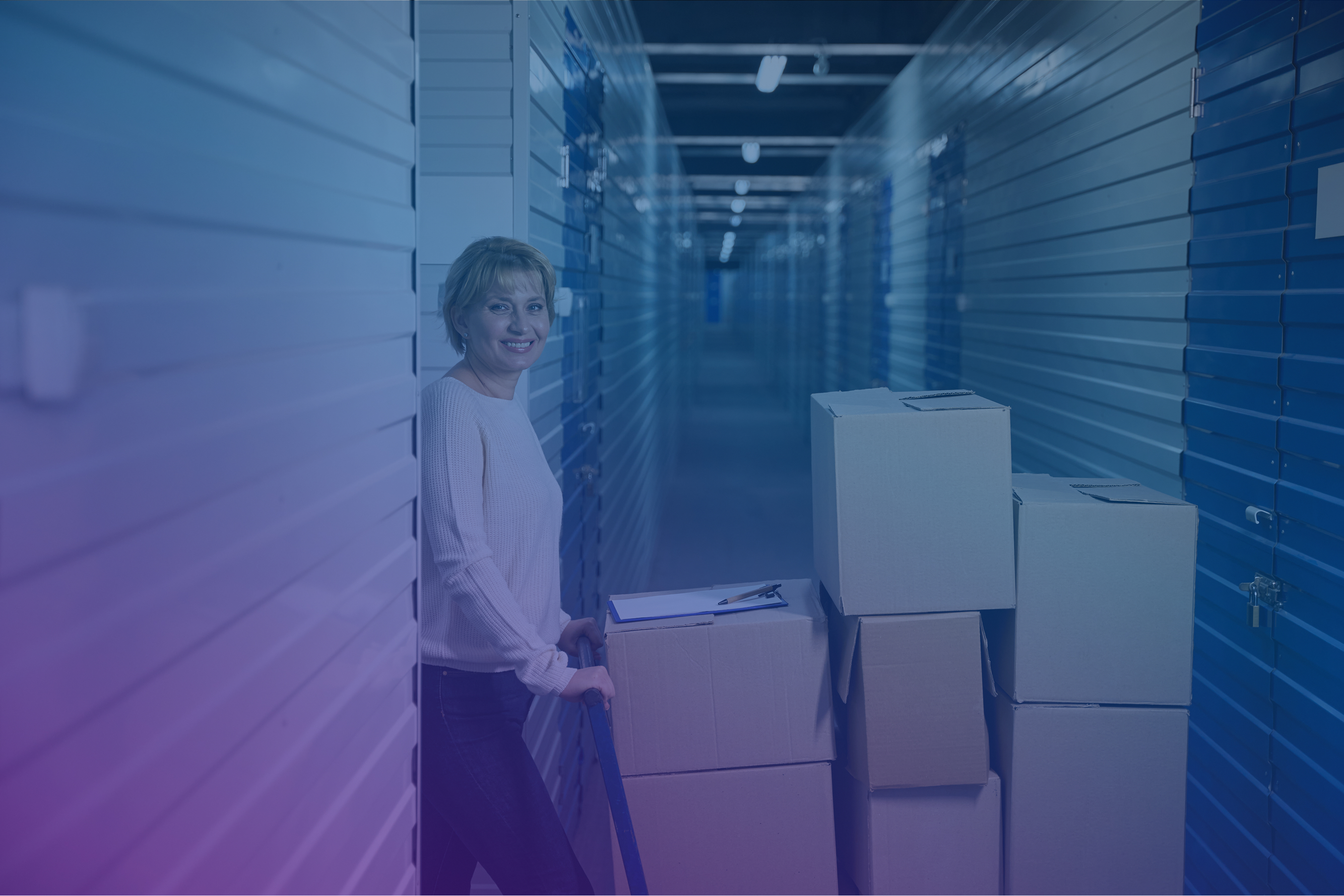 self storage industry, woman with boxes